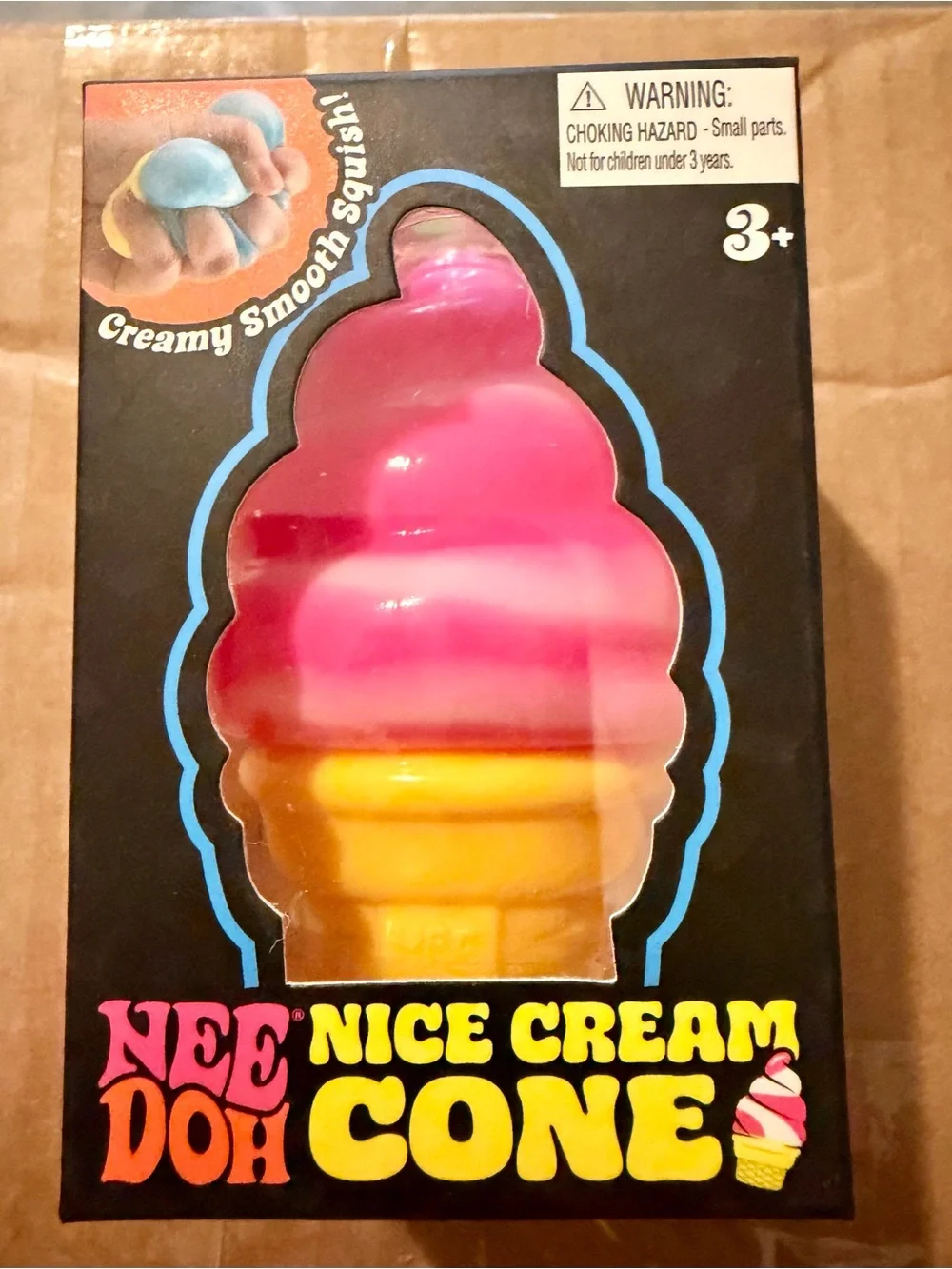3 Schylling Nice Cream Cone Squishy Toy - Pink, Blue, Orange